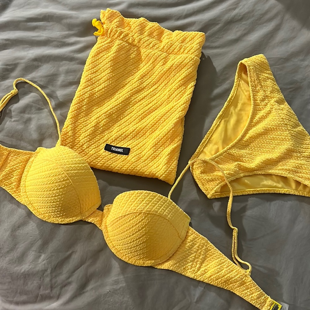 COPY - Rare triangl bikini set! Bright yellow, comes with bag. Small bottom sma…